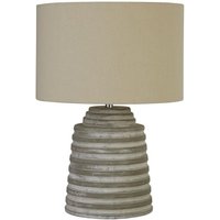 Grey Ridged Cement Table Lamp With Grey Shade