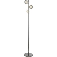 Quartz 3 Light Floor Lamp, Bubble Glass, Detailed Rim 4000K