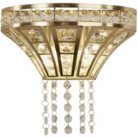 Gemma 2 Light Wall Light Satin Brass, Clear Crystal