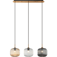Gournes Bar Pendant Ceiling Light Clear. Smoked. Champagne Glass Antique Brass 3xE27