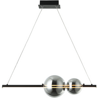 Kallithea Bar Pendant Ceiling Light Black Matt - Smoke Glass LED 3000K Dimmable