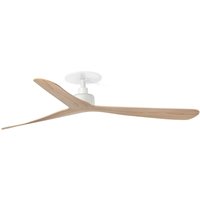 Rocker Recessed 132cm Ceiling Fan Matt White, Ash Wood Blades