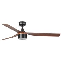 Punt 132cm TEK LED Ceiling Fan Matt Black, Walnut Blades 4000K