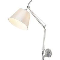 Karis Adjustable Switched Wall Light 1 Light E27 Silver, Polished Chrome c, w Cream Pearl Shade