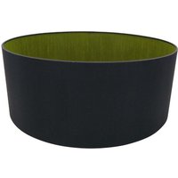 Sigma Round Cylinder, 500 x 200mm Dual Faux Silk Fabric Shade, Midnight Black, Green Olive