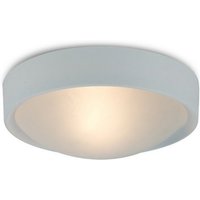 Rondo IP44 1 Light E27 Flush Ceiling Light, White Frame with Frosted Glass
