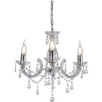 Floria Chandelier with Acrylic Sconce and Acrylic Crystal Droplets 3 Light E14 Polished Chrome