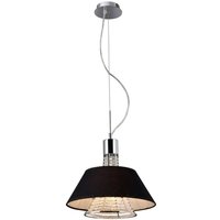 Davina Ceiling Pendant with Black Shade 2 Light Polished Chrome, Crystal