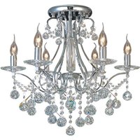 Bianco Semi Flush Ceiling 6 Light Polished Chrome, Crystal
