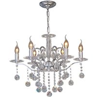 Zinta Ceiling Pendant Chandelier 6 Light Polished Chrome, Crystal