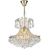 Bask Ceiling Pendant Chandelier Round 6 Light French Gold, Crystal