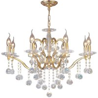 Zinta Ceiling Pendant Chandelier 8 Light French Gold, Crystal