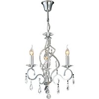 Torino Ceiling Pendant Chandelier 3 Light Polished Chrome, Crystal