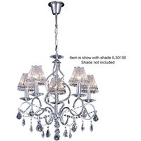 Torino Ceiling Pendant Chandelier 5 Light Polished Chrome, Crystal