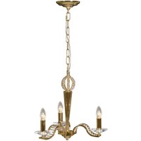 Niobe Ceiling Pendant Chandelier 3 Light French Gold, Crystal