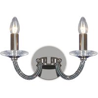 Elena Wall Lamp Switched 2 Candle Light Black Chrome, Crystal