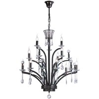 Orlando Ceiling Pendant Chandelier Large 12 Light Black Chrome (Item Requires Assembly)