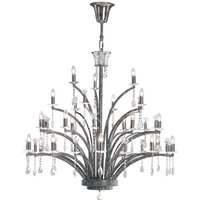 Orlando Ceiling Pendant Chandelier 21 Light Black Chrome, Crystal (Item Requires Assembly)