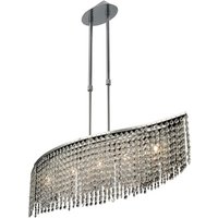 Fabio Telescopic Ceiling Pendant Bar 5 Light Polished Chrome, Crystal