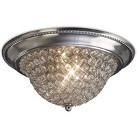 Paloma Flush Bowl Ceiling Medium 2 Light Satin Nickel, Crystal