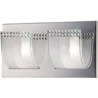 Charis Flush Wall Lamp Switched 2 Light Polished Chrome, Glass, Crystal