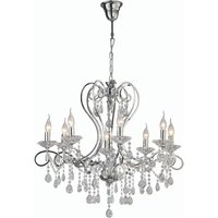 Vela Ceiling Pendant Chandelier 8 Light Polished Chrome, Crystal