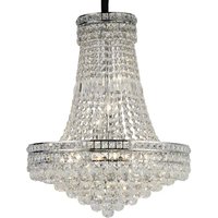 Frances Ceiling Pendant Chandelier 14 Light Polished Chrome, Crystal