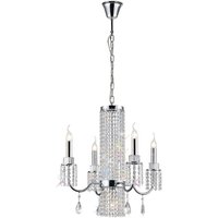 Emily Ceiling Pendant Chandelier 4 Light Polished Chrome, Crystal