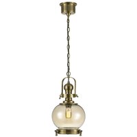 Riley Small Globe Ceiling Pendant E27 Antique Brass, Cognac Glass