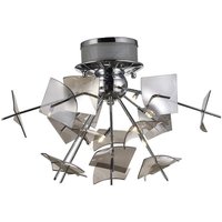Meridan Ceiling 6 Light G4 Polished Chrome, Smoke Glass