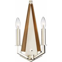 Hilton Wall Lamp 2 Candle Light E14 Polished Nickel, Taupe Wood