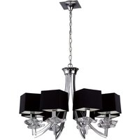 Akira Ceiling Pendant 8 Light E14, Polished Chrome with Black Shades