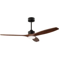 Stem 133cm Ceiling Fan Black With Dark Wood Blades, Sandblasted LED 20.2W CCT 3000-4000-5000K On-Off