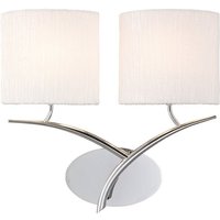 Eve Wall Lamp Switched 2 Light E27, Polished Chrome with White Oval Shades