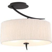 Eve Semi Flush Ceiling 2 Light E27, Anthracite with White Oval Shade