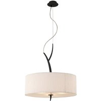 Eve Ceiling Pendant 3 Light E27, Anthracite with White Round Shade