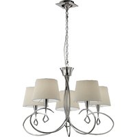 Mara Ceiling Pendant 5 Light E14, Polished Chrome with Ivory White Shades