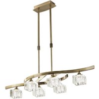 Cuadrax Telescopic Semi Flush 6 Light G9, Antique Brass