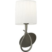 Lua Wall Lamp Switched 1 Light E27, Satin Nickel with White Shade