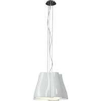 Miss Dome Ceiling Pendant 3 Light E27, Gloss White, Polished Chrome