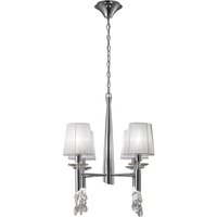 Tiffany Ceiling Pendant 4+4 Light E14+G9, Polished Chrome with White Shades & Clear Crystal