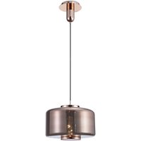 Jarras Ceiling Pendant 40cm Round, 1 x E27 (Max 40W), Copper , Rose Gold Glass