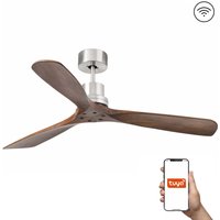 Lantau 132cm Smart Ceiling Fan Matt Nickel - Walnut Blades