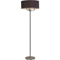 Banyan 3 Light Switched Floor Lamp With 50cm x 20cm Faux Silk Shade, Black/White Laminate Satin Nickel