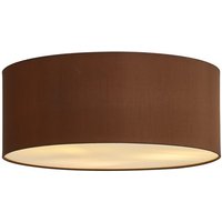Baymont White 3 Light E27 Universal Flush Ceiling Fixture With 50cm x 20cm Dual Faux Silk Shade Raw Cocoa/Grecian Bronze