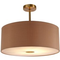 Baymont Antique Brass E27 Semi Flush With 50cm x 20cm Dual Faux Silk Shade, Antique Gold/Ruby