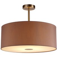 Baymont Satin Nickel E27 Semi Flush With 50cm x 20cm Dual Faux Silk Shade, Taupe/Halo Gold