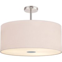 Baymont Polished Chrome 5 Light E27 Semi Flush Fixture With 60cm x 22cm Dual Faux Silk Shade, Nude Beige/Moonlight
