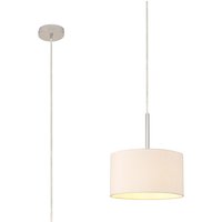 Baymont Polished Chrome E27 Universal Single Pendant With 30cm x 17cm Dual Faux Silk Shade, Nude Beige/Moonlight
