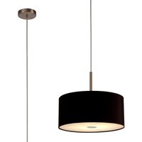 Baymont Satin Nickel E27 Single Pendant With 40cm x 18cm Dual Faux Silk Shade, Black/Green Olive
